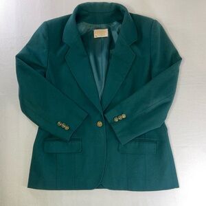Vintage Pendleton Blazer Suit Jacket Dark Green Gold Label Size 12
